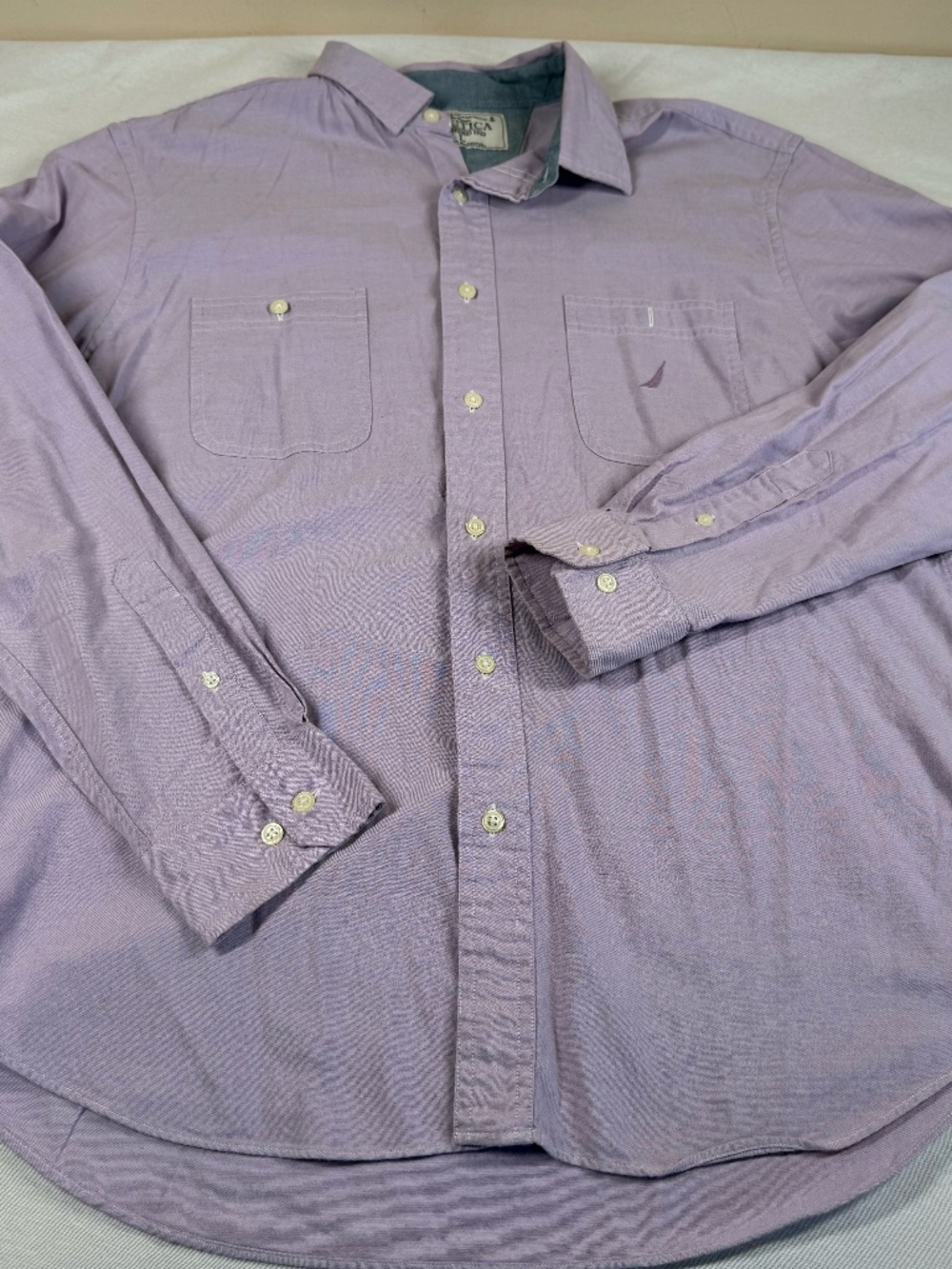 Nautica Men's Button Up Long Sleeve Shirt Size Large - Light Purple